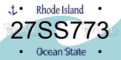 27SS773 Rhode Island License Plate