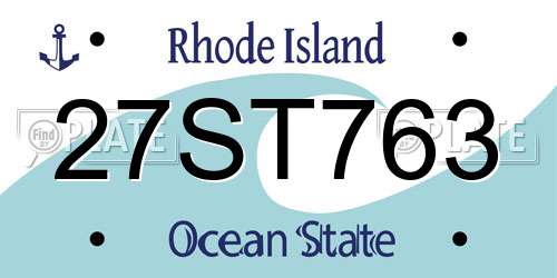 27ST763 Rhode Island License Plate