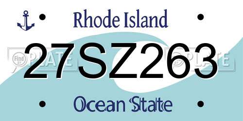 27SZ263 Rhode Island License Plate