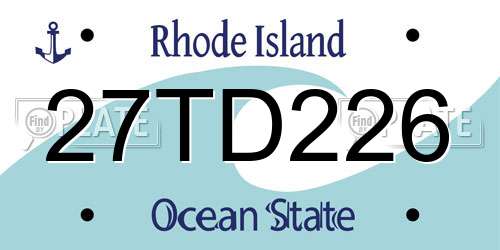 27TD226 Rhode Island License Plate