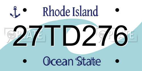 27TD276 Rhode Island License Plate