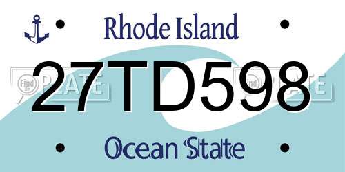 27TD598 Rhode Island License Plate