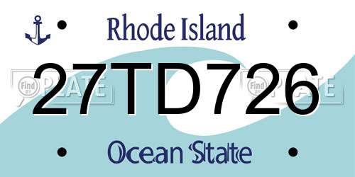 27TD726 Rhode Island License Plate