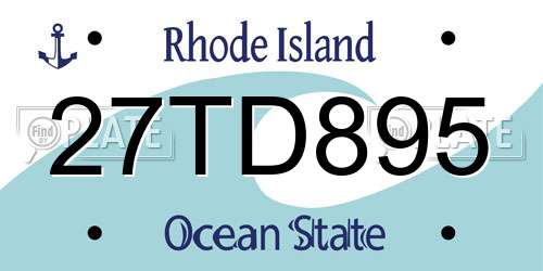 27TD895 Rhode Island License Plate