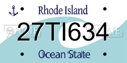 27TI634 Rhode Island License Plate