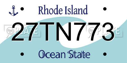27TN773 Rhode Island License Plate