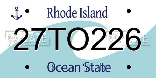 27TO226 Rhode Island License Plate