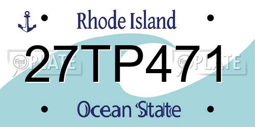 27TP471 Rhode Island License Plate