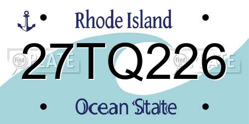 27TQ226 Rhode Island License Plate
