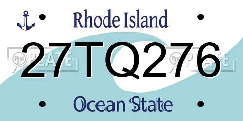 27TQ276 Rhode Island License Plate