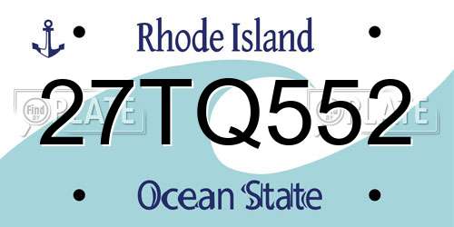 27TQ552 Rhode Island License Plate