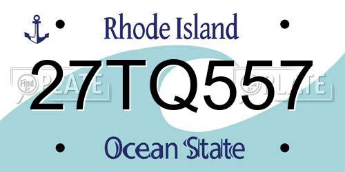 27TQ557 Rhode Island License Plate