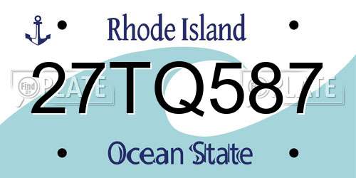 27TQ587 Rhode Island License Plate