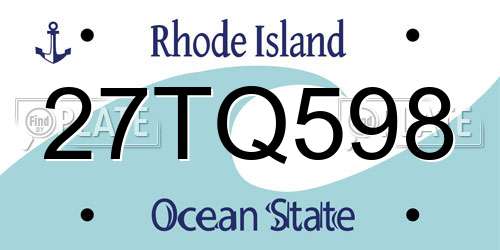 27TQ598 Rhode Island License Plate