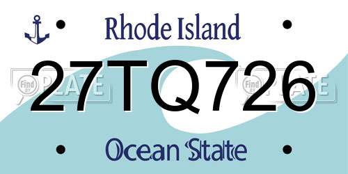27TQ726 Rhode Island License Plate