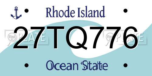 27TQ776 Rhode Island License Plate