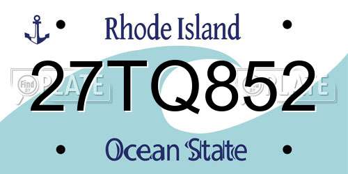 27TQ852 Rhode Island License Plate