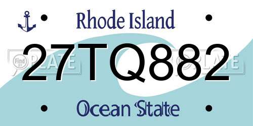 27TQ882 Rhode Island License Plate