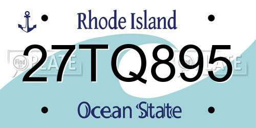 27TQ895 Rhode Island License Plate
