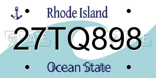 27TQ898 Rhode Island License Plate
