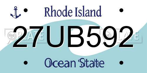 27UB592 Rhode Island License Plate