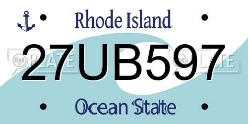 27UB597 Rhode Island License Plate