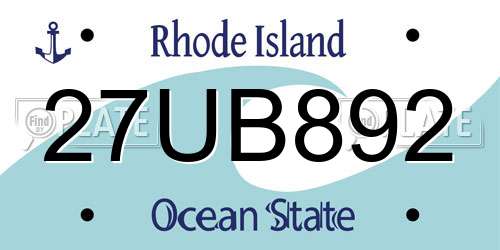 27UB892 Rhode Island License Plate