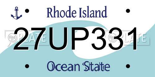 27UP331 Rhode Island License Plate