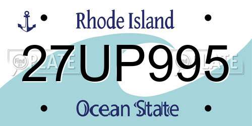 27UP995 Rhode Island License Plate