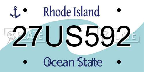 27US592 Rhode Island License Plate