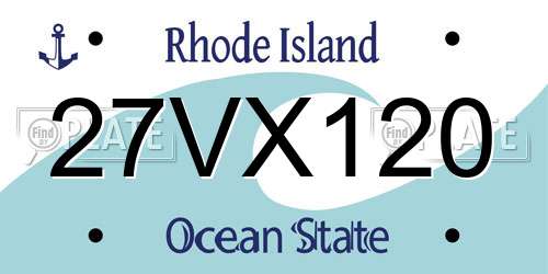 27VX120 Rhode Island License Plate