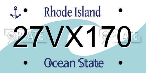 27VX170 Rhode Island License Plate
