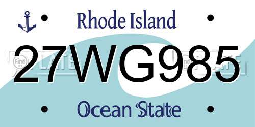 27WG985 Rhode Island License Plate