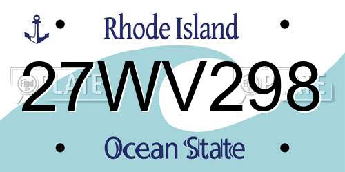 27WV298 Rhode Island License Plate