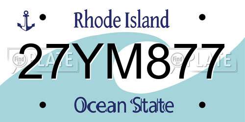 27YM877 Rhode Island License Plate