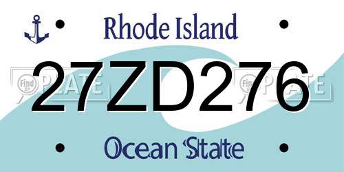 27ZD276 Rhode Island License Plate