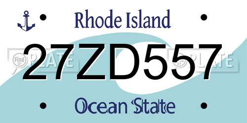27ZD557 Rhode Island License Plate