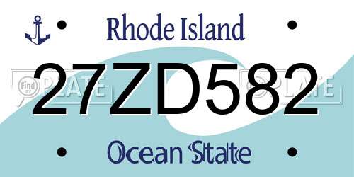 27ZD582 Rhode Island License Plate