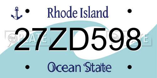 27ZD598 Rhode Island License Plate