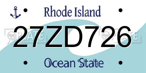 27ZD726 Rhode Island License Plate
