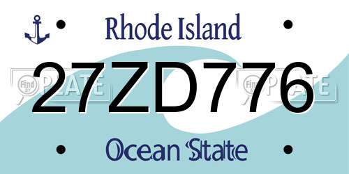27ZD776 Rhode Island License Plate