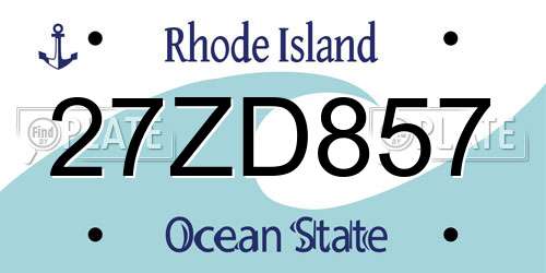 27ZD857 Rhode Island License Plate