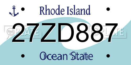 27ZD887 Rhode Island License Plate