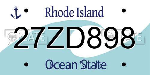 27ZD898 Rhode Island License Plate