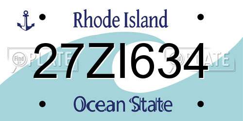 27ZI634 Rhode Island License Plate