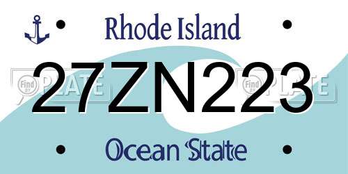 27ZN223 Rhode Island License Plate