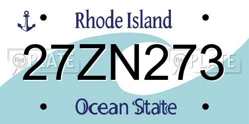 27ZN273 Rhode Island License Plate