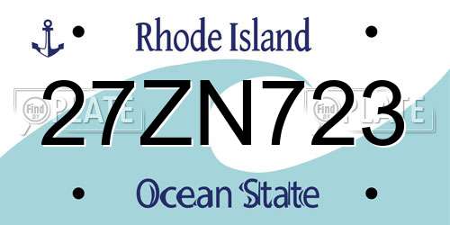 27ZN723 Rhode Island License Plate
