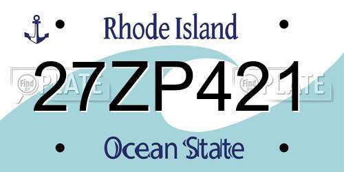 27ZP421 Rhode Island License Plate