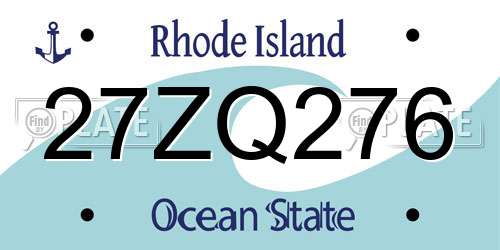 27ZQ276 Rhode Island License Plate